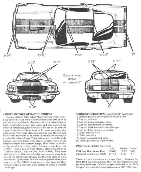 LeMans Haubenstreifen, weiß zum Kleben Mustang Bj.1965-68