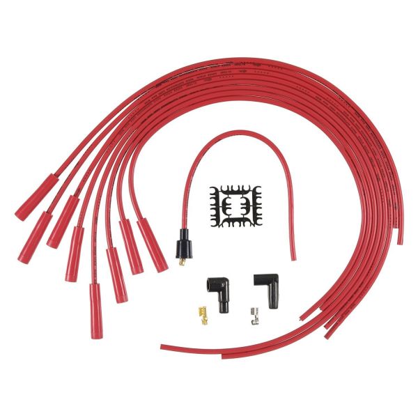 Zündkabelsatz 8 Zyl. Accel, Rot, gerade Zündkerzenstecker (Kohle)