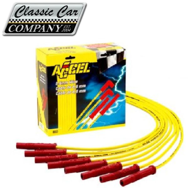 Zündkabelsatz 8 Zyl. Accel, Gelb, gerade Zündkerzenstecker (Kupfer)