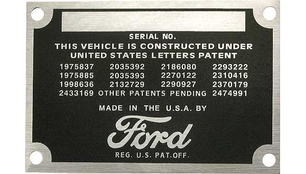 Typenschild frühe Ford Modelle, Bj 48-50