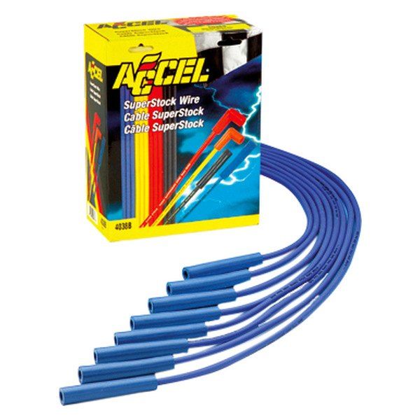 Zündkabelsatz 8 Zyl. Accel, Blau, gerade Zündkerzenstecker (Kohle)