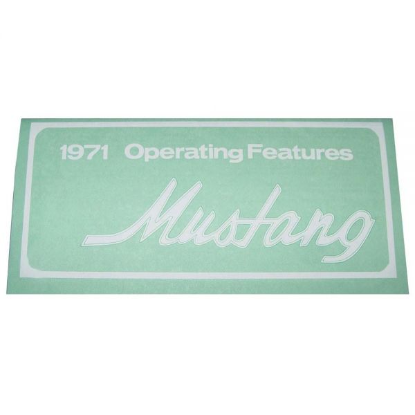 Bedienungsanleitung Mustang 1971