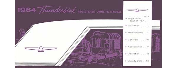 Bedienungsanleitung Ford Thunderbird 1964 Manual