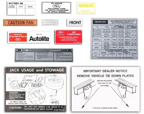 Aufkleber Satz Ford Mustang, Bj. 71