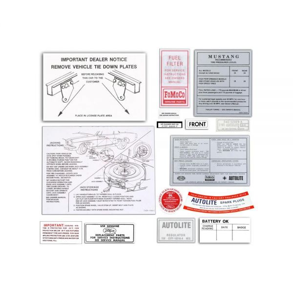 Aufkleber Set 1966 Ford Mustang 15 teilig